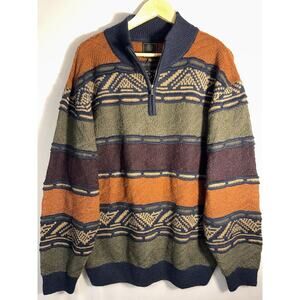 FX Fusion Men’s XXL 1/4 Zip Knit Sweater NWT Southwestern Striped Pullover